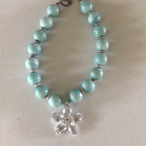 Turquoise & Rhinestone Necklace - Picture 5 of 8